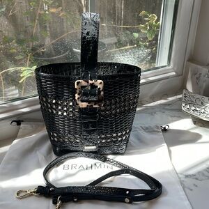 NWOT Brahmin woven black leather bag